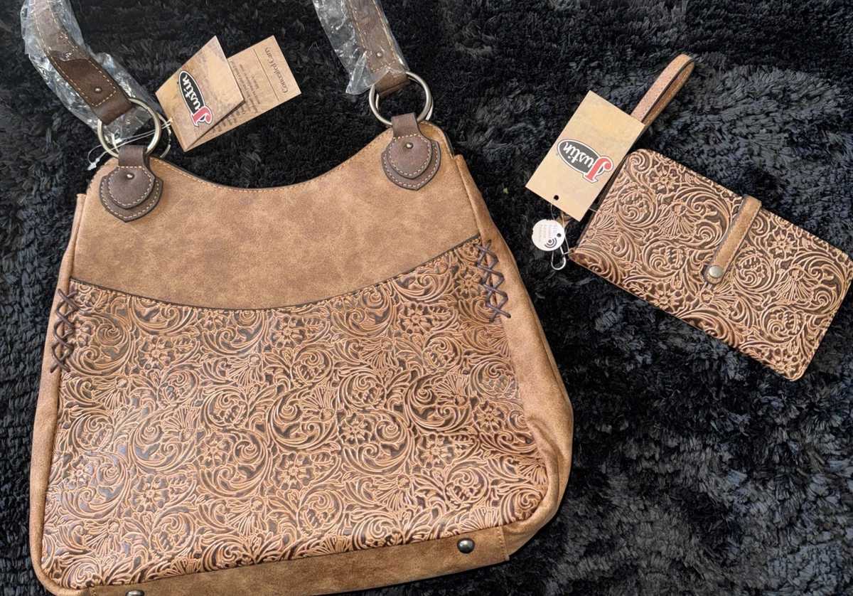Justin‎ Brown Leather Western Backpack Turquoise Straps Tassel Small Rucksack ?Feel the monsoon main image 3