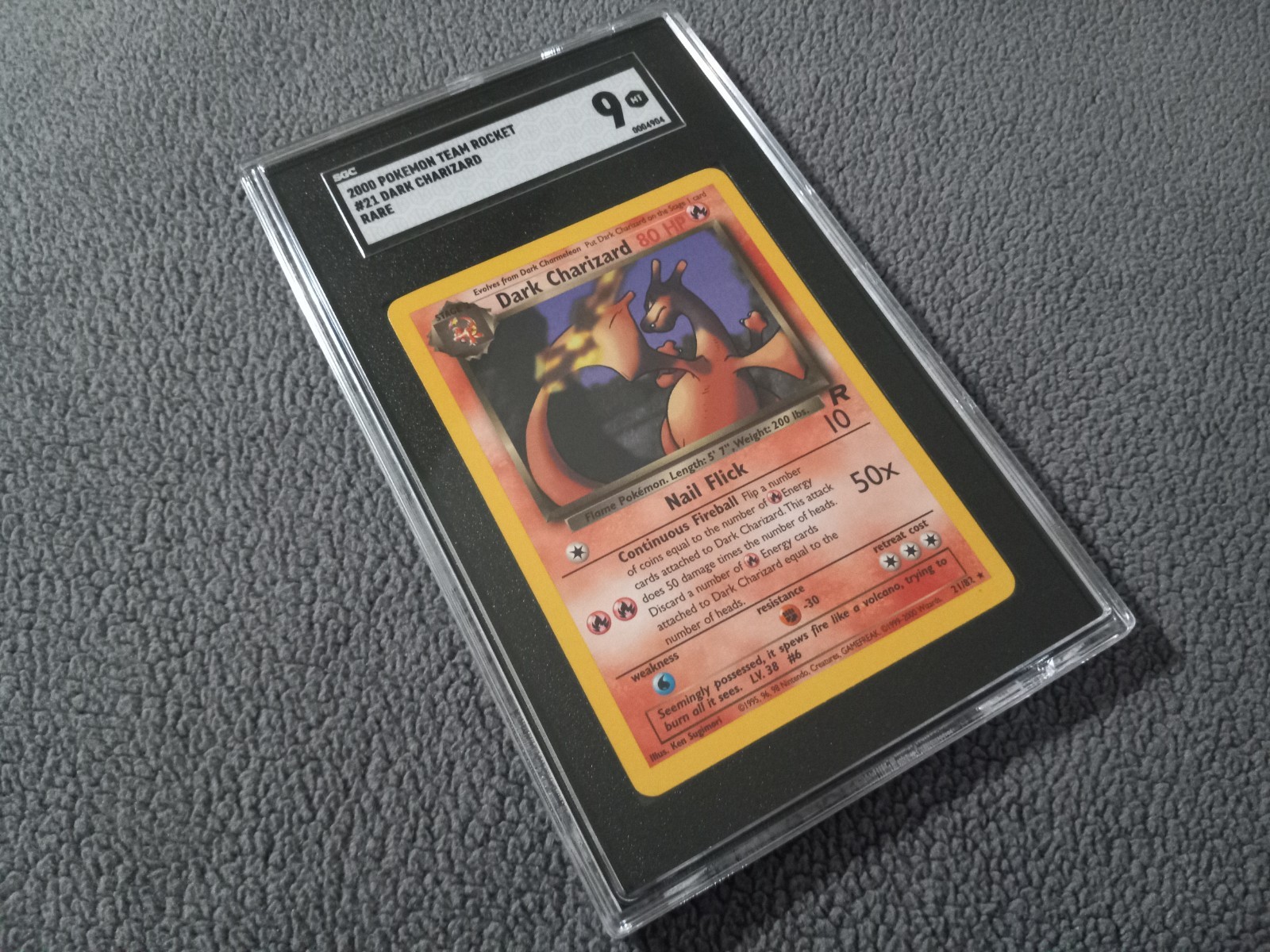 2000 Vintage Pokemon - Dark Charizard #21 Team Rocket 21/82 Rare - SGC 9 Mint view 8