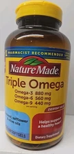 Nature Made Triple Omega 3 6 9 Softgels, Dietary Supplement, 170 Count
