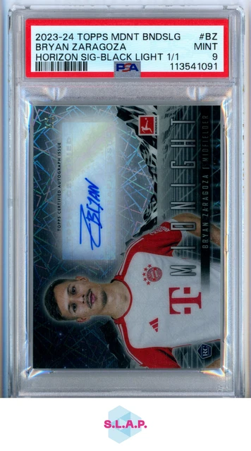 BRYAN ZARAGOZA RC AUTO 1/1 TOPPS 2023-2024 BNDSLG MIDNIGHT BLACK LIGHT ENG PSA 9
