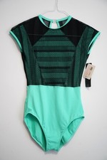 So Danca Womens Medium Leotard-New With Tags-Mint Green and Black Lace