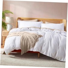 White Duvet Cover King Size - King (104" x 90") - Button Closure 01 - White