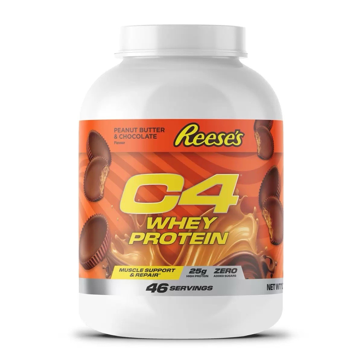 C4 Reeses Peanut Butter Cup Chocolate Whey Protein Powder Zero Sugar Pack 1.7kg