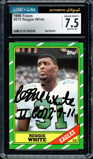 Reggie White signiert 1986 Topps RC #275 CGC x JSA 7,5 Autogramm 10