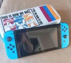 Nintendo Switch V1 / V2 Console – Blue Joy‑Con Controllers + Sonic Carry Case