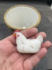 Vintage Fenton Glass 2.5” Miniature Hen Figurine Opal Satin Painted