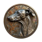Decorative Tin Sign 2D Flat Vintage Wall Art Round Tin 8×8 Inches Greyhound