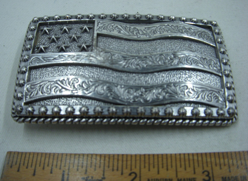 Metal American Waving Flag Belt Buckle