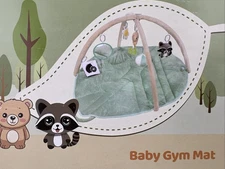 Leaf Shaped Baby Play Gym & Activity Mat, Mint Green, w/6 Detachable Toys