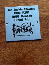Sir Jackie Stewart F1 signed plaque 1966 Monaco. Tameo Tamiya BBR