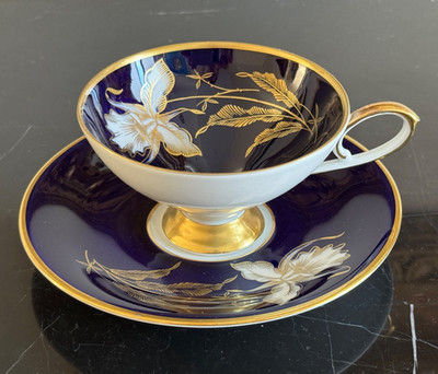 Edelstein Bavaria Porcelain Cobalt Blue Cup and Saucer