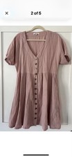 MADEWELL Women's Lightspun Button Front Midi Dress Pink Cotton Size Small 