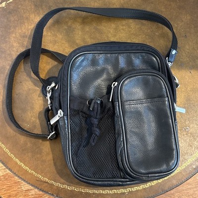 Vtg 80's Wilson s Leather Black Messenger Shoulder Bag Camera Vacation Travel 