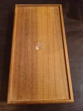 Vtg Kalmar Designs teak wood 2 pc slotted bread cutting board / trivet tray