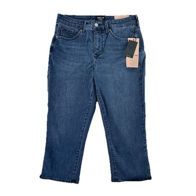 NYDJ Curves 360 Slim Straight Capri Jeans Regular 6 Caliente Blue