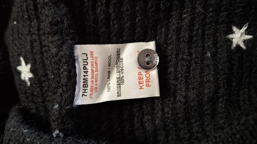 Dior Wool Black And White Star Polka Dot Button Designer Sweater Girls Size 10 - Picture 10 of 10