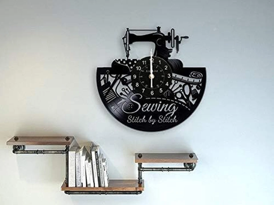 Máquina de coser vinilo disco reloj de pared gran idea para sastre modista Foto 4 de 4