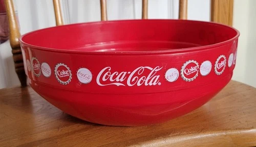 Vintage Coca-Cola Red Plastic Serving Bowl 11.5" Promo 1980s Coke