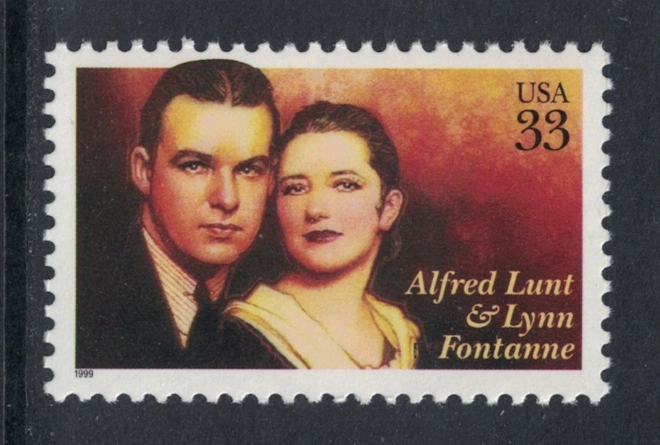 Scott 3287- Alfred Lunt & Lynn Fontanne, Actors- MNH 33c 1999- Ungebraucht Mint - Bild 1 von 1
