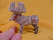 (Y-MOO-NB-401) ELK MOOSE carving gem stone gemstone SOAPSTONE PERU antlers rack