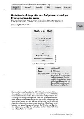 RAAbits Deutsch/Literatur - Gestaltendes Interpretieren Lessing Nathan der Weise