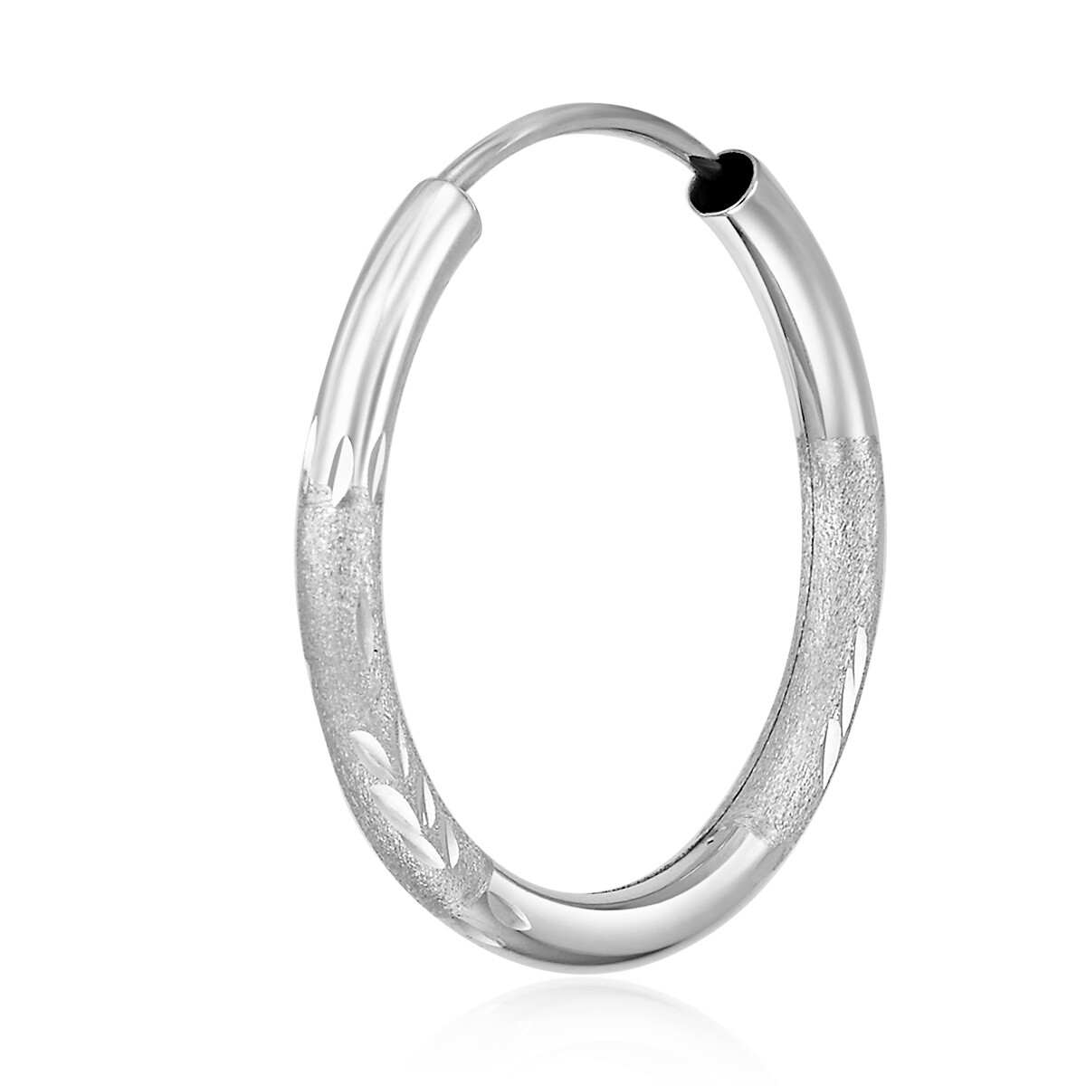 Wellingsale 14k White Gold Diamond Cut 2mm Endless Hoop Earrings (20 x 20 mm)