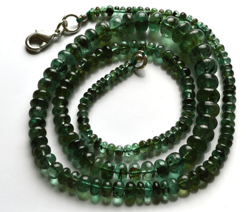93.CT18" Natural Green Zambia Emerald Smooth Rondelle beads Necklace 2.5.- 8.5MM - Picture 3 of 3