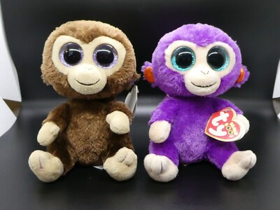 NWT TY Beanie Boos - Lot of 2 Monkeys 6'' Grapes & Coconut Plush Stuffed Animal