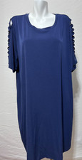 Michael Kors Women Navy Blue  Dress 2X Plus Size Ladder Open Sleeve   New NWT