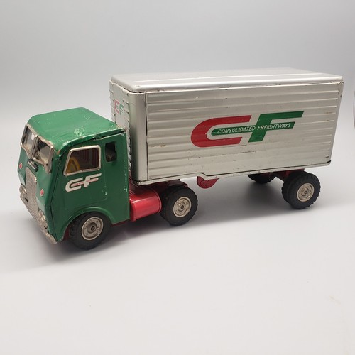 Consolidated Freightways CF Tin Toy Semi Truck & Trailer Vintage Japan