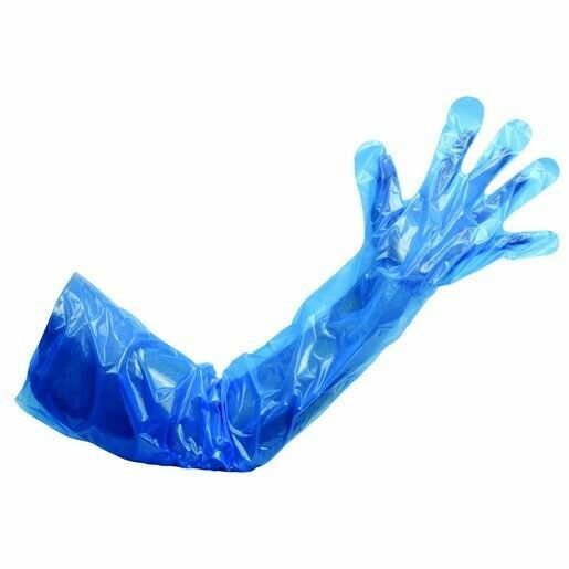 Premier Polythene Gauntlet Gloves Arm Length Disposable Glove 50 Gloves