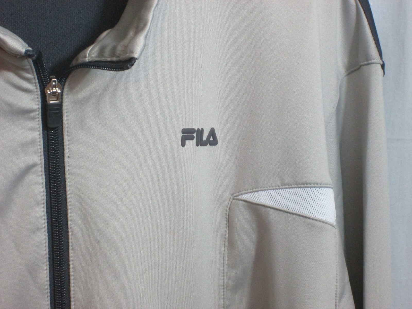 Fila Pullover Top Giacca Grigio Scuro Chiaro Cerniera Standup Collo Lungo Slv XX Large