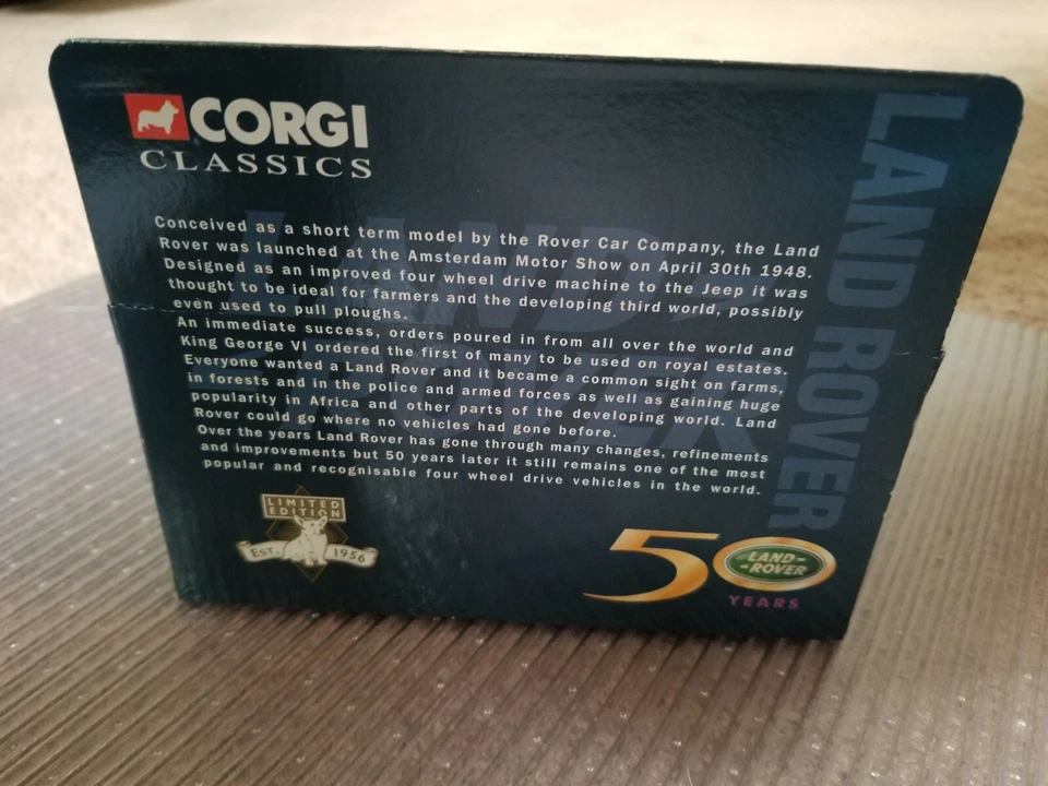 CORGI CLASSICS 07103 50TH ANNIVERSARY GOLD PLATED LAND ROVER AND BOX - Image 2 of 4