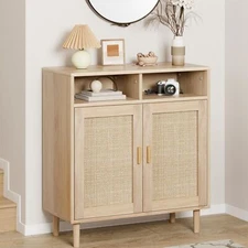 Rattan Buffet Cabinet Kitchen Cabinet Sideboard w/Doors & Shelf ,Storage Cabinet