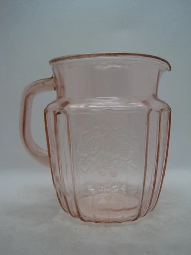 Vintage 6"  Pink Mayfair (Open Rose) 37 oz Depression Glass Juice Pitcher