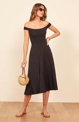 reformation black off the shoulder dress