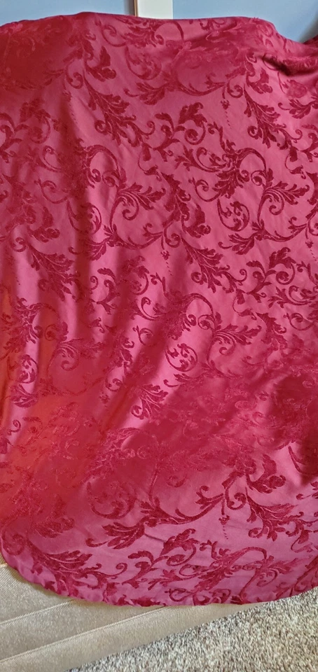 Cut Velvet By Fieldcrest, 70" Round Red Burgundy Tablecloth-It's Darker Than Pix - Image 2 of 4