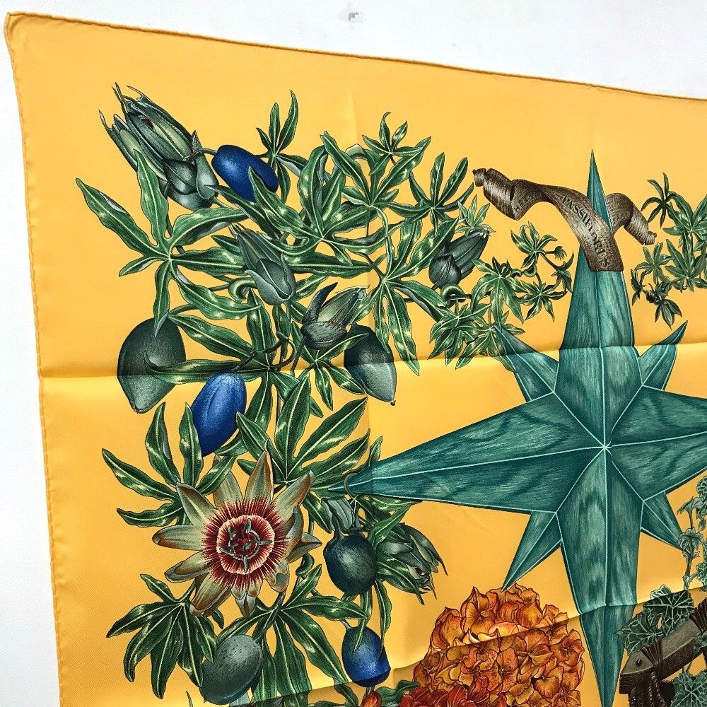 HERMES Carre90 Passiflores Passion Flower Floral Scarf silk