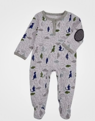 Mud Pie Baby Boys Gray Dinosaur Print Footed Sleeper Sizes 0-3M 6-9M