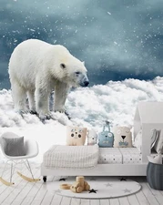 3D Polar Bear Animal ZHUA10459 Wallpaper Wall Murals Removable Self-adhesive Ann