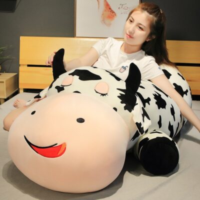 80-120cm Lying Cow Soft Plush Sleep Pillow Stuffed Cute Animal Cattle Plush Toy