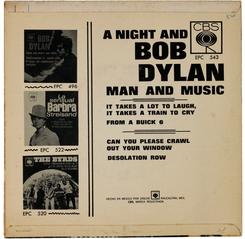 Bob Dylan – A Night And Bob Dylan - Man And Music EPC 543, EP, Mexico, 1966 - Image 2 of 4