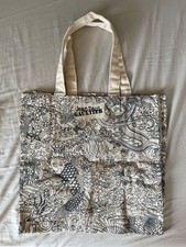 Exclusive Jean Paul Gaultier Tattoo Tote Cavas Bag Blue Beige