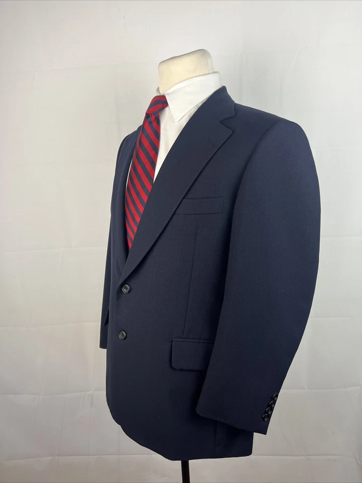 SUPER 100'S Paul Stuart Men's Navy Blue Solid Wool Blazer 40S $1,695 - Image 3 of 4