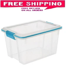Sterilite Small Storage Bin, 20 Quart Clear Plastic Storage Container with Gaske