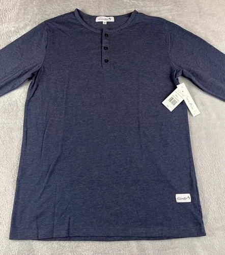 Kinetix Mens Navy Blue heather henley long Sleeve shirt size small image 2
