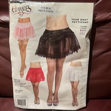 Tear Drop Petticoat Lace Crinoline Skirt Fancy Dress Costume Black One Size New