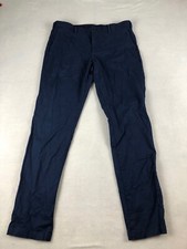 Uniqlo Pants Mens 36x34 Blue Chino Straight Leg Casual Pockets Stretch