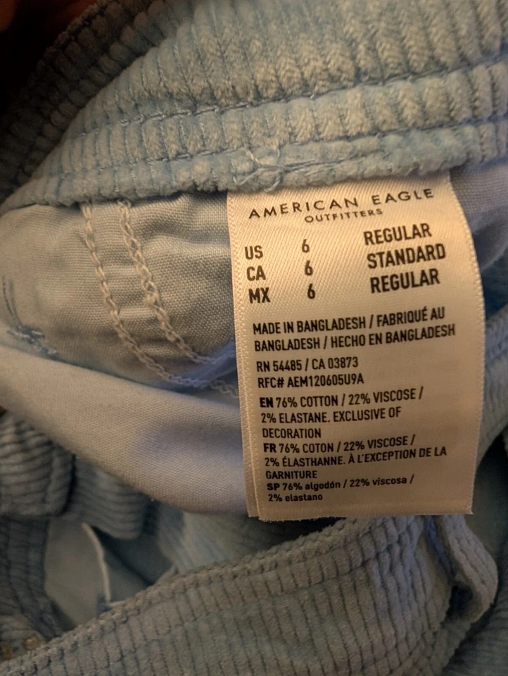 Женские вельветовые штаны-карго American Eagle Skater с высоким подъемом мешковатые широкие штанины размер 6  - Изображение 3 из 4