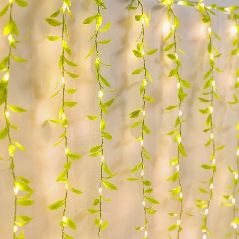 Curtain LED Cascading Vine Indoor Warm 3m Lights White Maple Leaves USB Fairy - Image 2 of 4